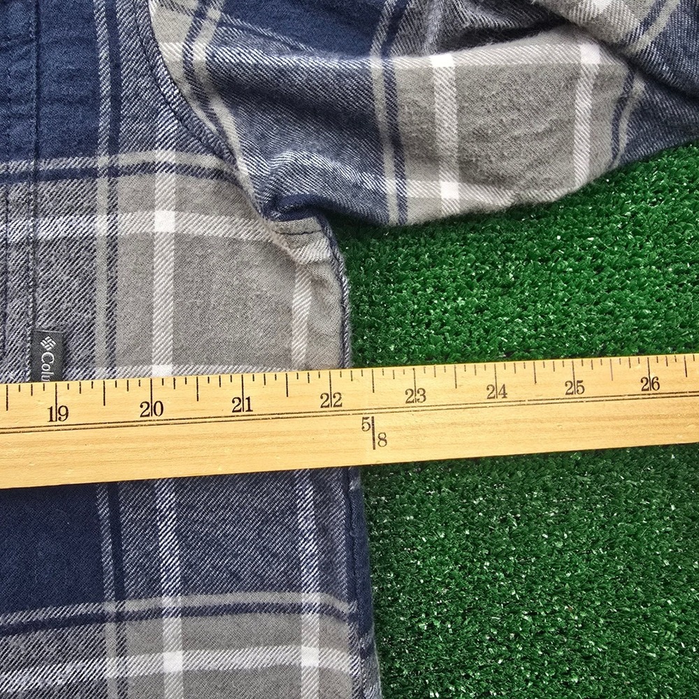 Michigan Wolverines Columbia Flannel Shirt Mens Large Blue Gray Plaid Button Up - Picture 4 of 8